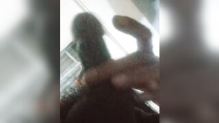 Minato plays with his long penis in the bathroom