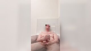 Scottish uncut cock cumming in bath