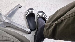 Addilettes with socks on the balcony 1 - 1 image