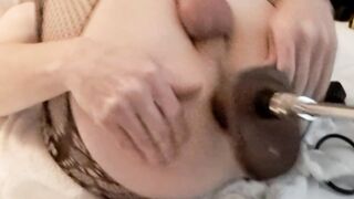 Sissy anal pounding bbc dildo machine