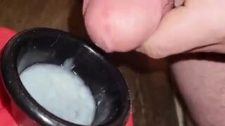 Extreme Closeup Huge Thick Load of Cum Edged Out Into Cup and Swallowed