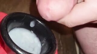 Extreme Closeup Huge Thick Load of Cum Edged Out Into Cup and Swallowed