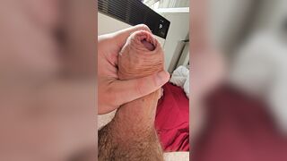 Close up tight foreskin cum big cockhead