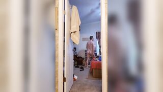 Walking around naked at home with a boner