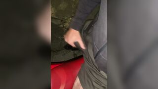 Huge biker dick on the street at night