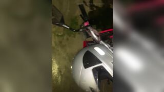Huge biker dick on the street at night