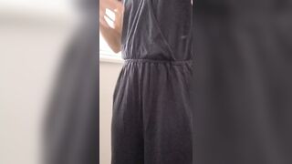 CD Strips Dress Teases in Sheer Black Lingerie