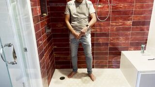 Barefoot in Jeans Pissing Myself and Showing Dick and Ball - 6 image