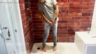 Barefoot in Jeans Pissing Myself and Showing Dick and Ball - 7 image