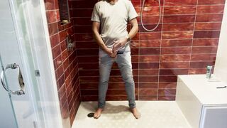 Barefoot in Jeans Pissing Myself and Showing Dick and Ball - 8 image