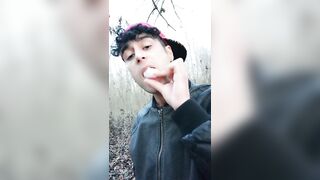 Twink uses cum filled condom after fuck like bubble gum and puts on a condom on his tongue - 8 image