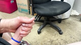Big dick mechanic beating off at work with huge cumshot - 2 image