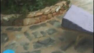 Two Horny Twinks Blow Their Big Dicks and Lick Shaved Asses Outdoor on the Sunbed