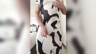 Wanking in my wife's new dress
