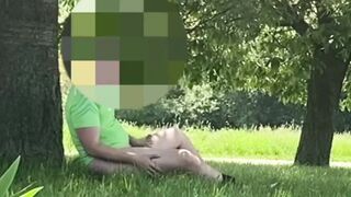 Huge cumshot in public, risky masturbation