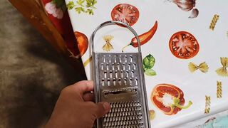 Extreme stick punishment with carrot grater.