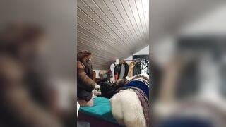 German man have fun in his fur bed
