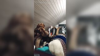 German man have fun in his fur bed