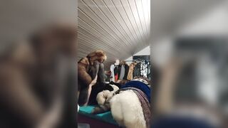 German man have fun in his fur bed