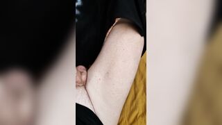 Playing with my thick, uncut cock