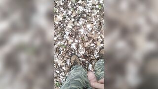 pissing in the forest