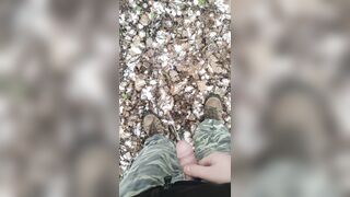 pissing in the forest