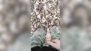 pissing in the forest