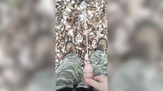 pissing in the forest