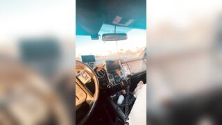 Extreme edging in truck in public parking lot. People and traffic all around me.