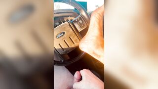 Extreme edging in truck in public parking lot. People and traffic all around me.