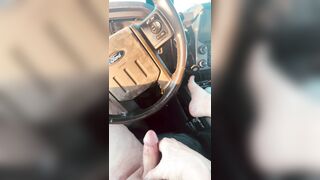 Extreme edging in truck in public parking lot. People and traffic all around me.