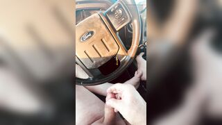 Extreme edging in truck in public parking lot. People and traffic all around me.