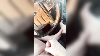 Extreme edging in truck in public parking lot. People and traffic all around me.