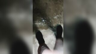 I squirt in a garage naked.