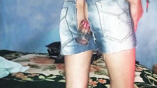 I fuck my prolapse with a huge cucumber