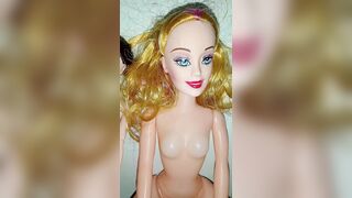 My submissive girlfriend Lily and her lesbian friend Riley, get naked and I masturbate when I see them, fetish doll, submissive, threesome doll, sex toy