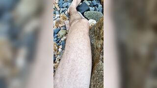 Jerking and Cumming Naked on a Non Nude Beach