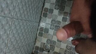Horny guy with big dick banging in the bathroom