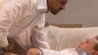 While wearing the cuffs he has been fucked on the sofa by