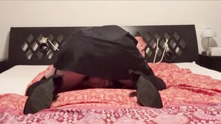 On the bed in a wrap dress and whip - 7 image