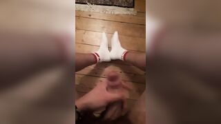 secret wank at night massive cumshot on my socks and the floor