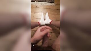 secret wank at night massive cumshot on my socks and the floor