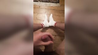 secret wank at night massive cumshot on my socks and the floor