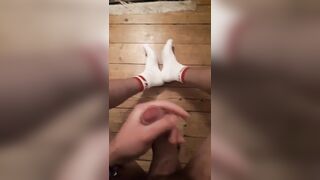 secret wank at night massive cumshot on my socks and the floor