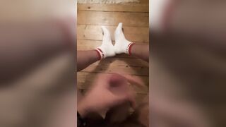 secret wank at night massive cumshot on my socks and the floor