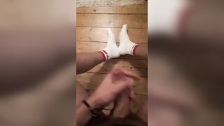 secret wank at night massive cumshot on my socks and the floor