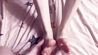 squirts his on the sole of my foot