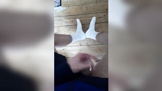 wanking and cumming on my socks part 2