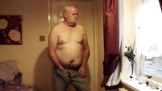 Mature man strips and jerks off.