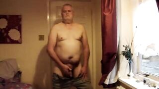 Mature man strips and jerks off. - 4 image